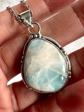 925 Calming Caribbean Larimar Pendant Necklace